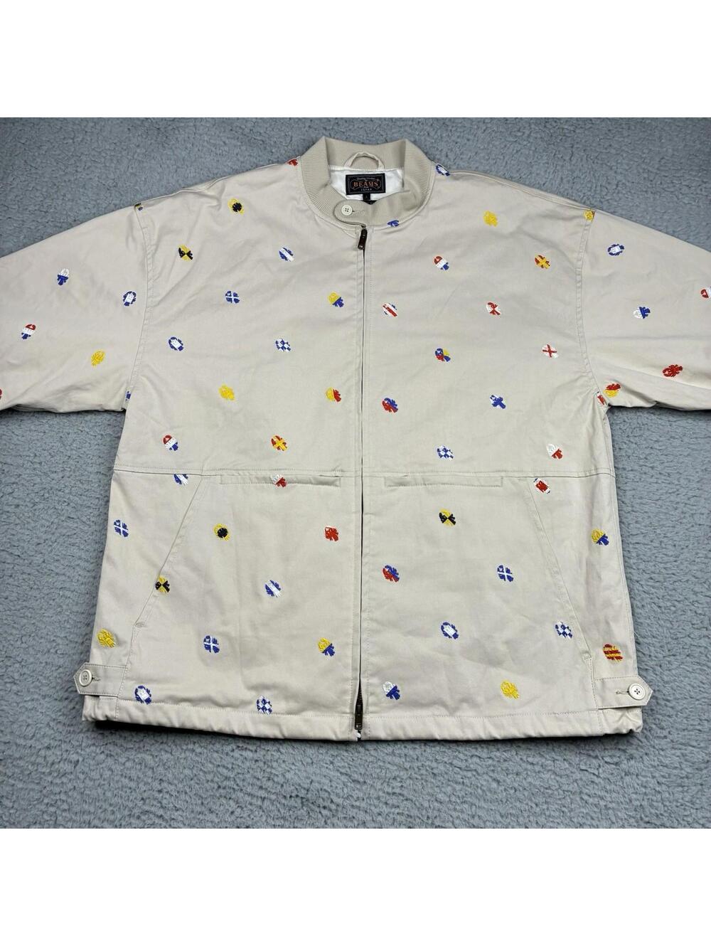 Beams Plus Nautical Embroidered Bomber Jacket Beige Japan Men’s Large - Picture 4 of 11